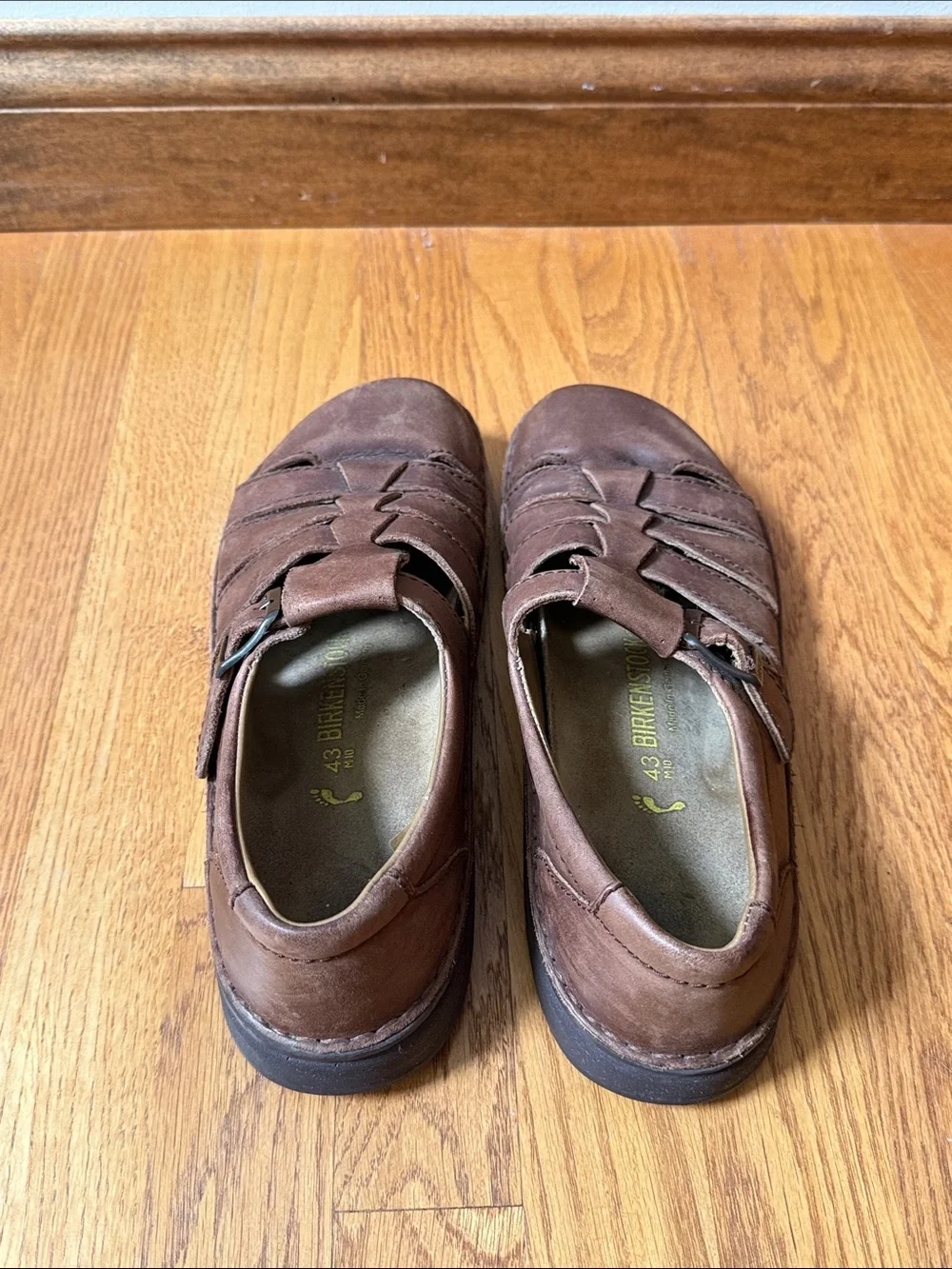 Birkenstock Fisherman Sandals Brown Leather Adjustable Buckle EU 43 US 10 Narrow